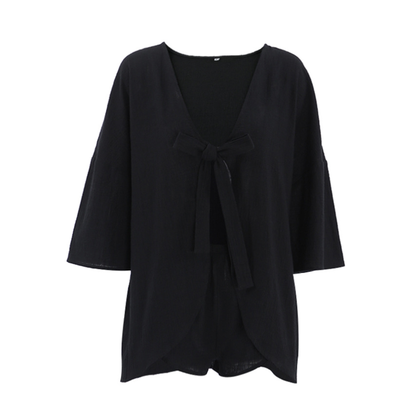 Damen  Blusen & Tuniken | Kimono-Bluse Mit Leinen Bekleidung Blusen & Tuniken