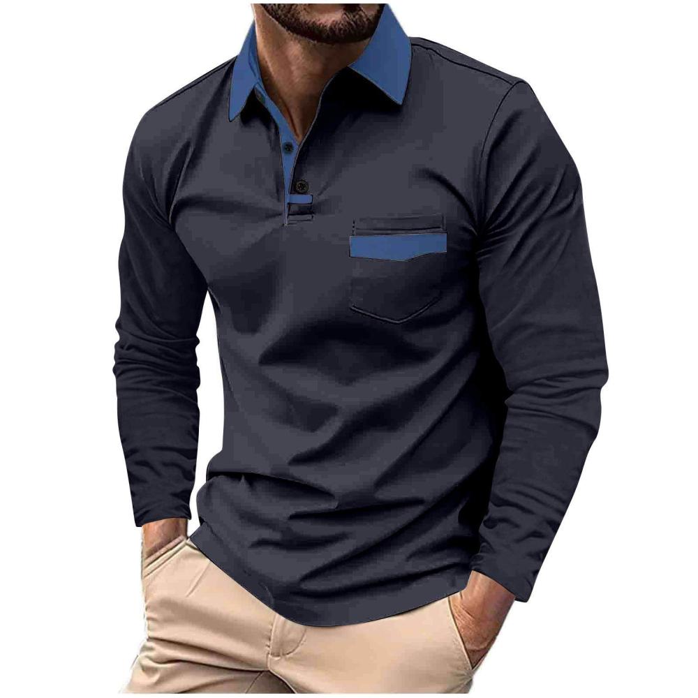 Herren  Shirts & Polos | Poloshirt Mit Gewebtem Kragen, Langarm Bekleidung Herren